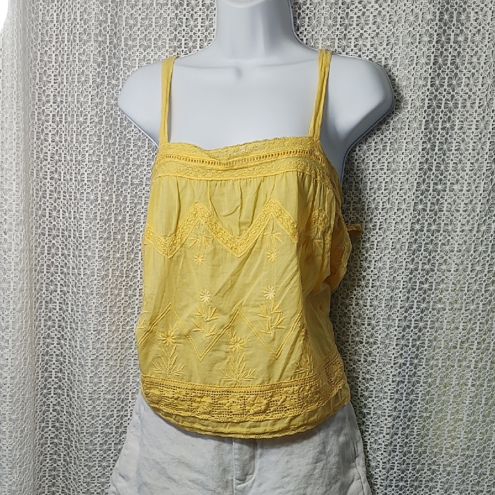 Yellow Embroidered Women's Top
